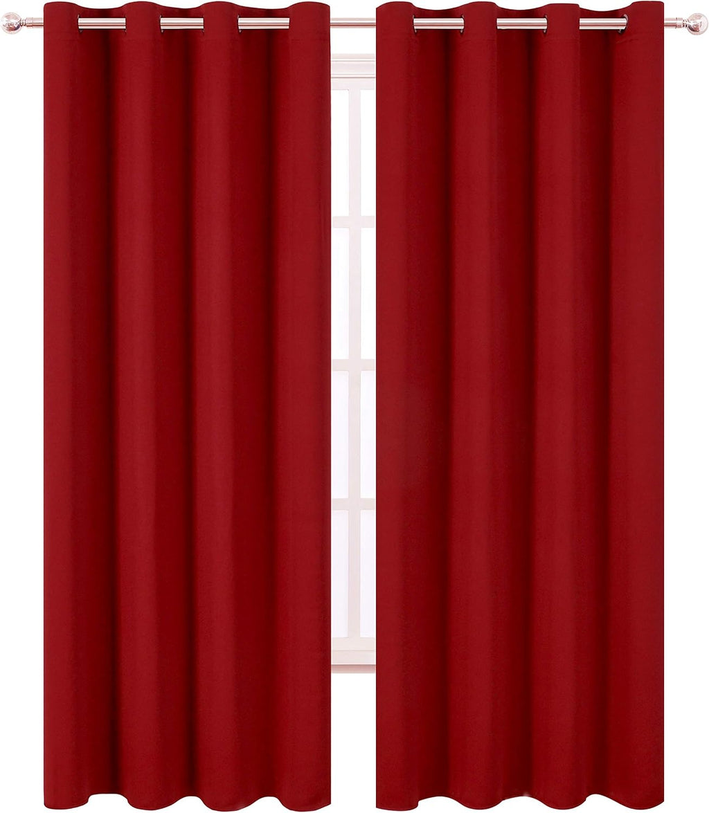 Lemomo Dark Red Thermal Blackout Curtains/52 x 95 Inch/Set of 2 Panels Room Darkening Curtains for Bedroom 95 Inch Red