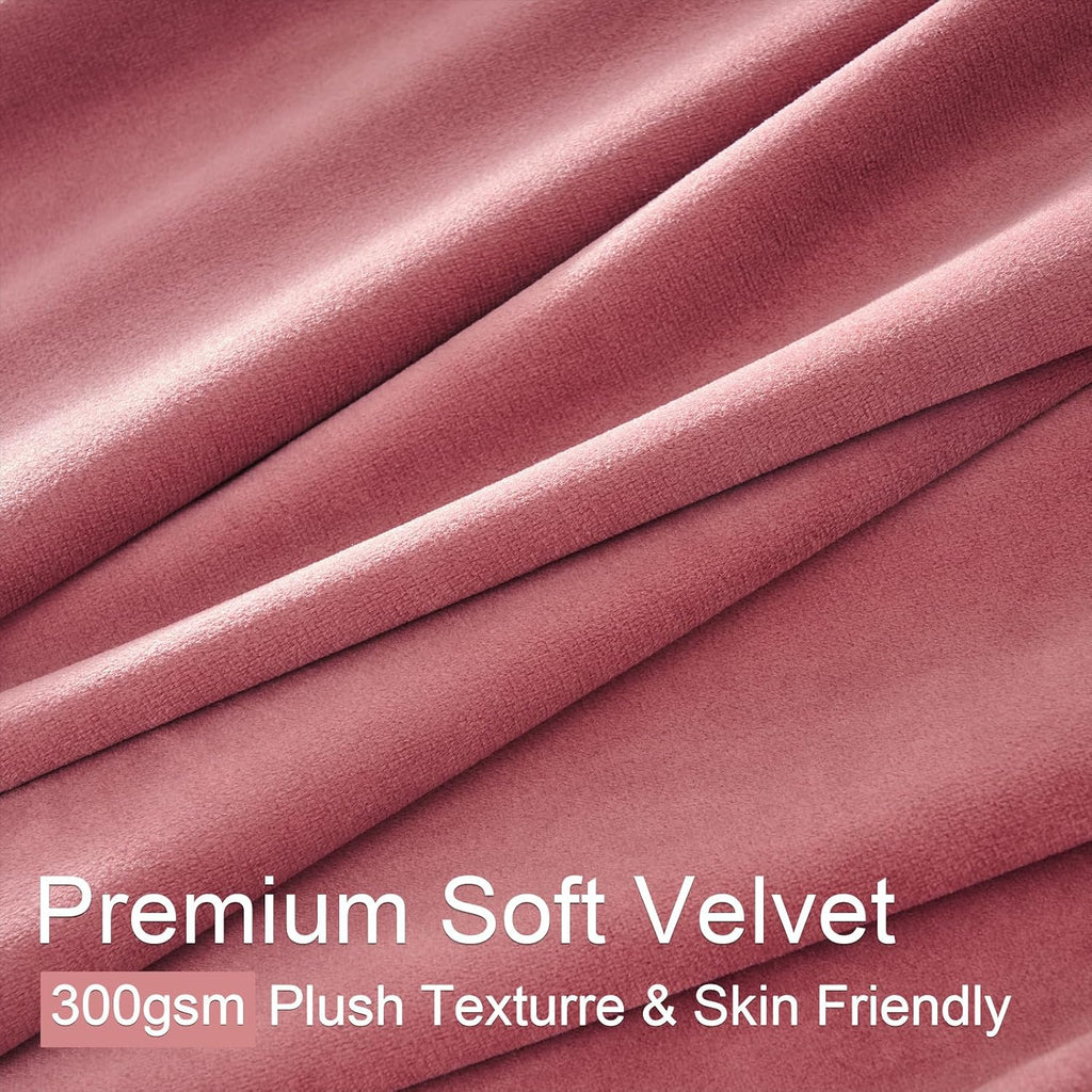 Drapenova Dusty Rose Velvet Curtains 90 Inches Long, Luxury Thick Velvet Viral Pinch Pleated Drapes for Nursery Girls Room Blackout D…