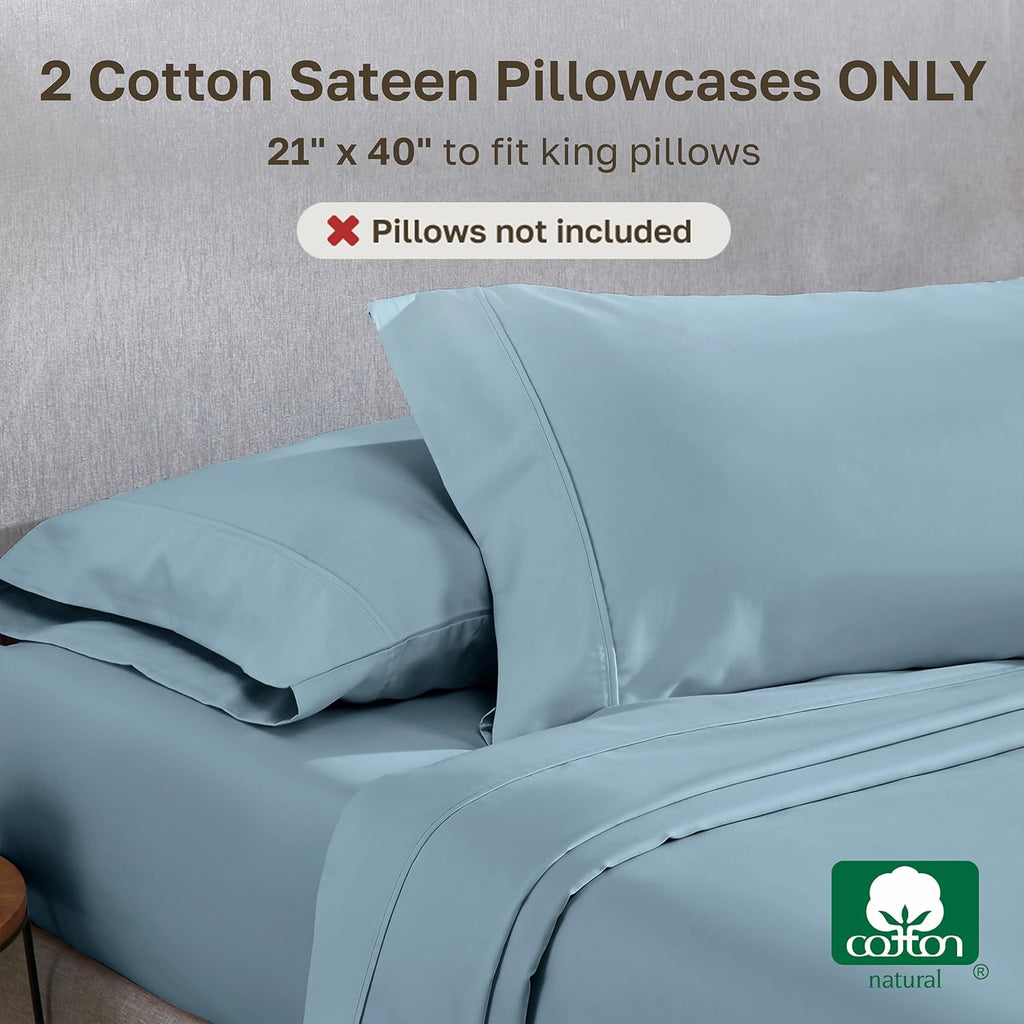 CaliforniaDesignDen California Design Den King Size Pillowcase Set - 400 Thread Count, 100% Cotton Sateen, Set of 2 Pillow Covers, Soft and…
