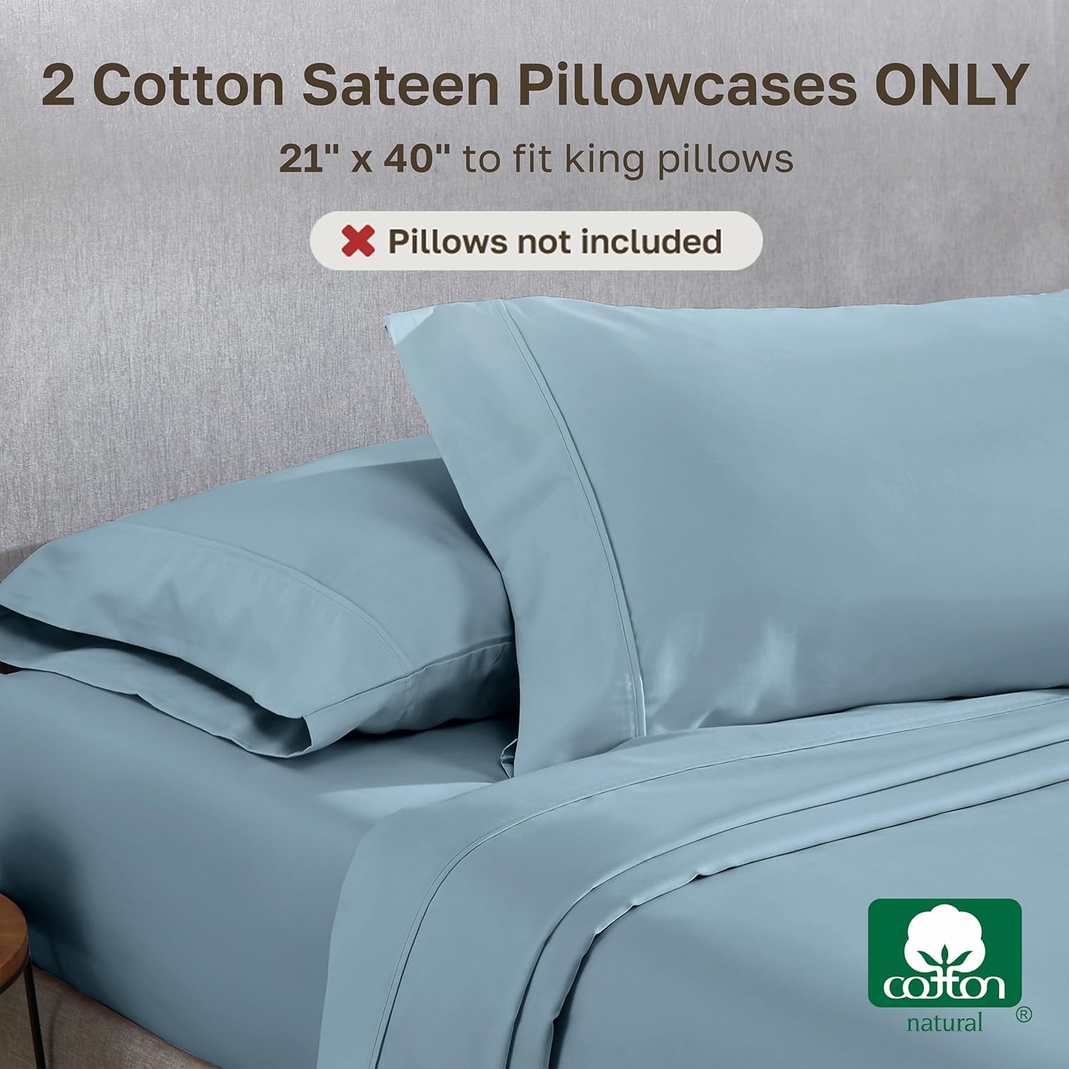 CaliforniaDesignDen California Design Den King Size Pillowcase Set - 400 Thread Count, 100% Cotton Sateen, Set of 2 Pillow Covers, Soft and…