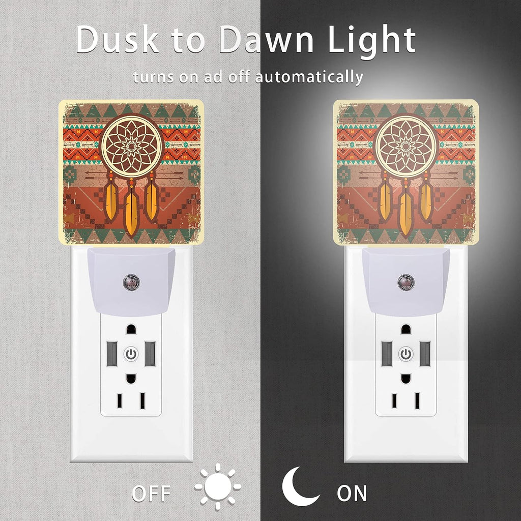 Dream Catcher Night Light, Ethnic Ornament Plug-in Night Lights with Dusk-to-Dawn Sensor for Stairway/Hallway/Bedroom 0.5W Sleep Friendly…