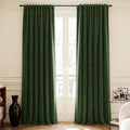Nicetown Olive Green Velvet Bedroom Curtains 102 inches Long, Rod Pocket & Back Tab Blackout Window Treatments Thermal Insulated Drapes Lux…
