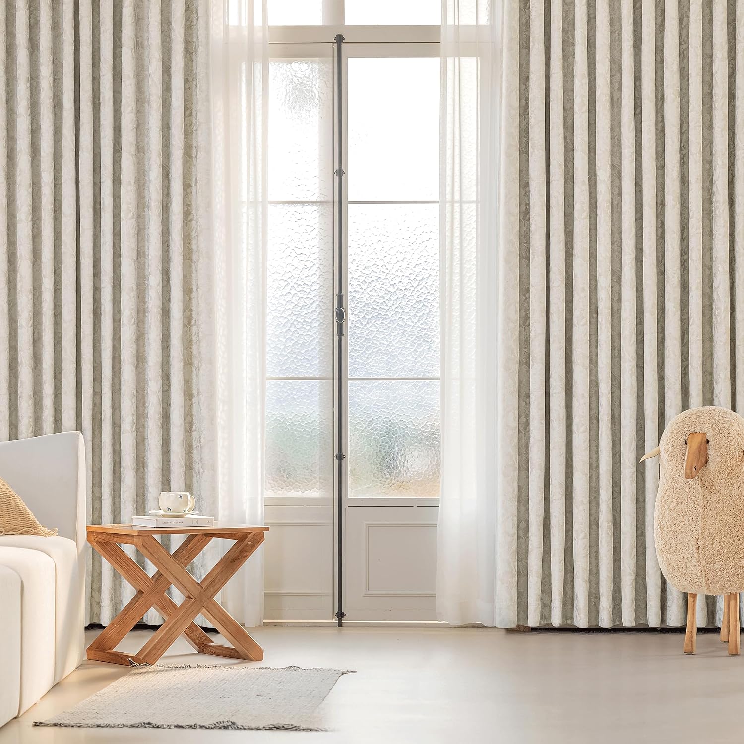 Beauoop Beige Floral Jacquard Blackout Curtains 63 Inches Long 2 Panels for Bedroom Living Room Taupe Flower Chenille Room Darkening…