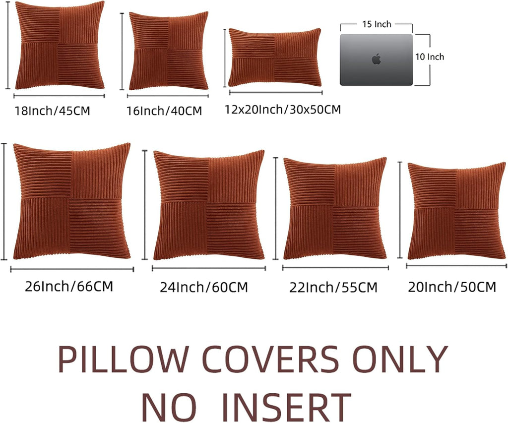 Fancy Homi 2 Packs Rust Big Decorative Throw Pillow Covers 24x24 Inch for Living Room Couch Bed, Rustic Farmhouse Boho Home Decor, Soft…