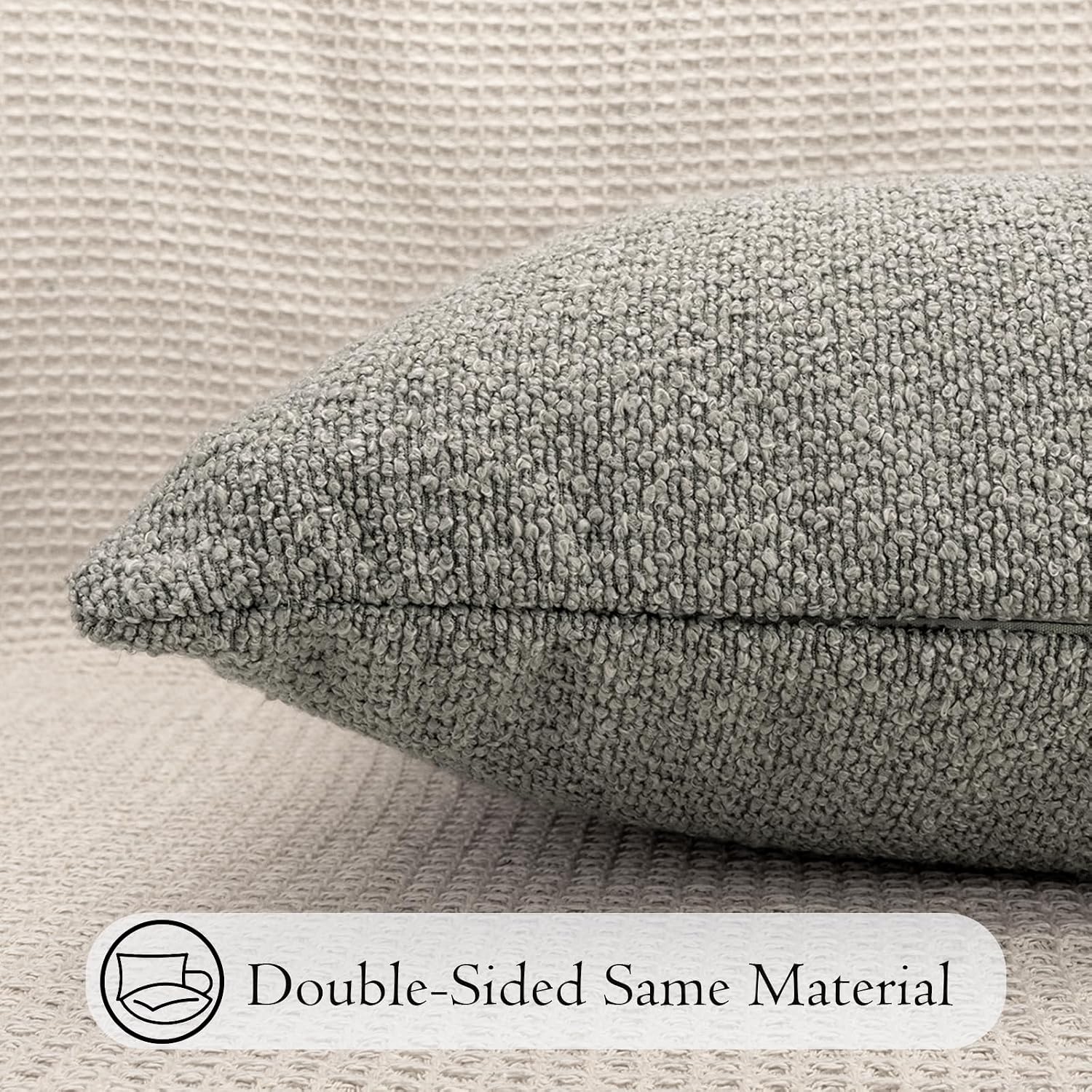 JoraLion 14x36 inch Boucle Lumbar Pillow Cover, Light Gray Woven Texture Neutral Long Pillow Cover Breathable Cushion Case for Couch Sofa…
