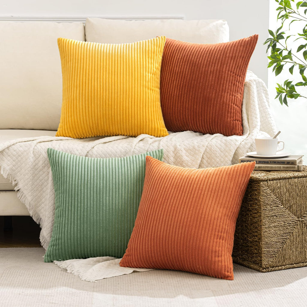 Miulee Decorative Throw Pillow Covers 18x18 Inch Set of 4, Vibrant Cushion Covers Vintage Retro Home Decor, Mix and Match Color Clash Desig…