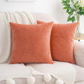 Hwy50 HWY 50 Coral Pink Couch Pillow Covers 16x16 Inch Pack of 2, Soft Chenille Decorative Throw Pillow Cases Farmhouse for Sofa Living Roo…