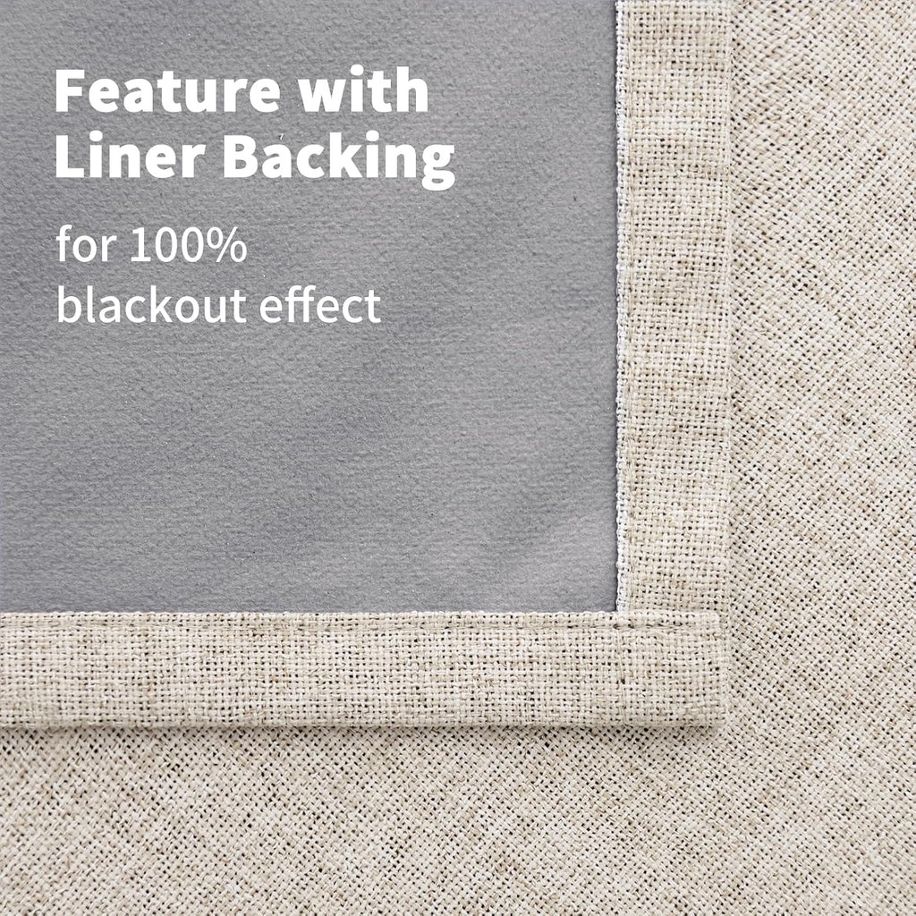 YoungsTex Linen Blackout Curtains 54 Inches Length for Short Window, Grommet Full Room Darkening Linen Textured Window Drapes for Bedroom B…