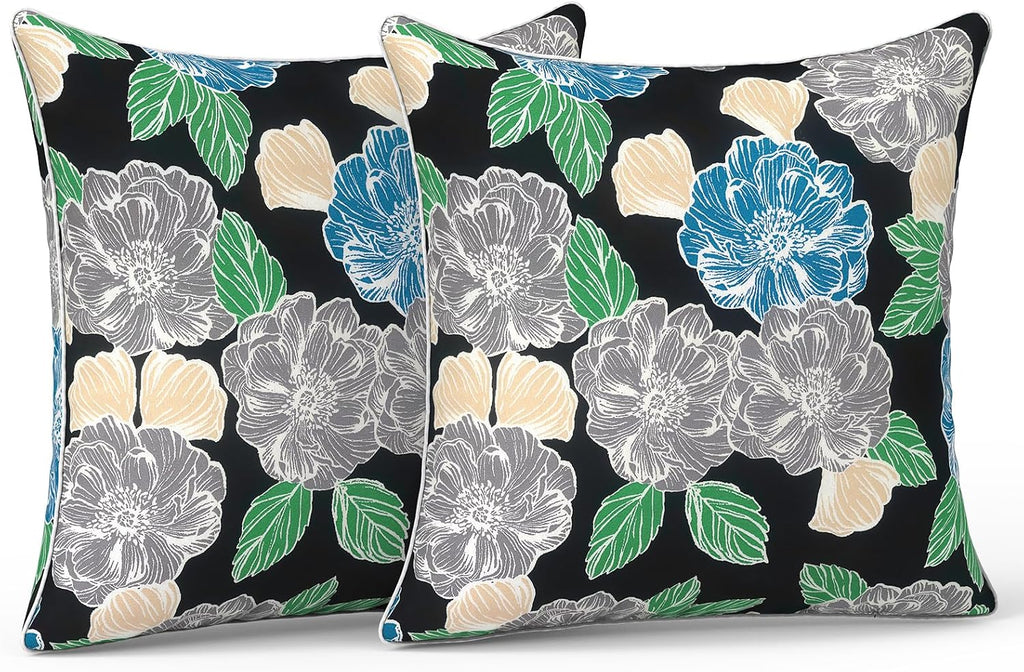 LVTXIII Outdoor/Indoor Pillow Covers, Patio Fade Resistant Throw Pillow Covers ONLY, Waterproof Farmhouse Accent Cushion Cases for Sofa…