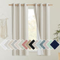 NICETOWN Natural Thick Linen Blend 100% Blackout Curtains 60" Long 2 Panels Set for Bedroom, 34" Wide, Rustic Grommet Thermal Insulated…