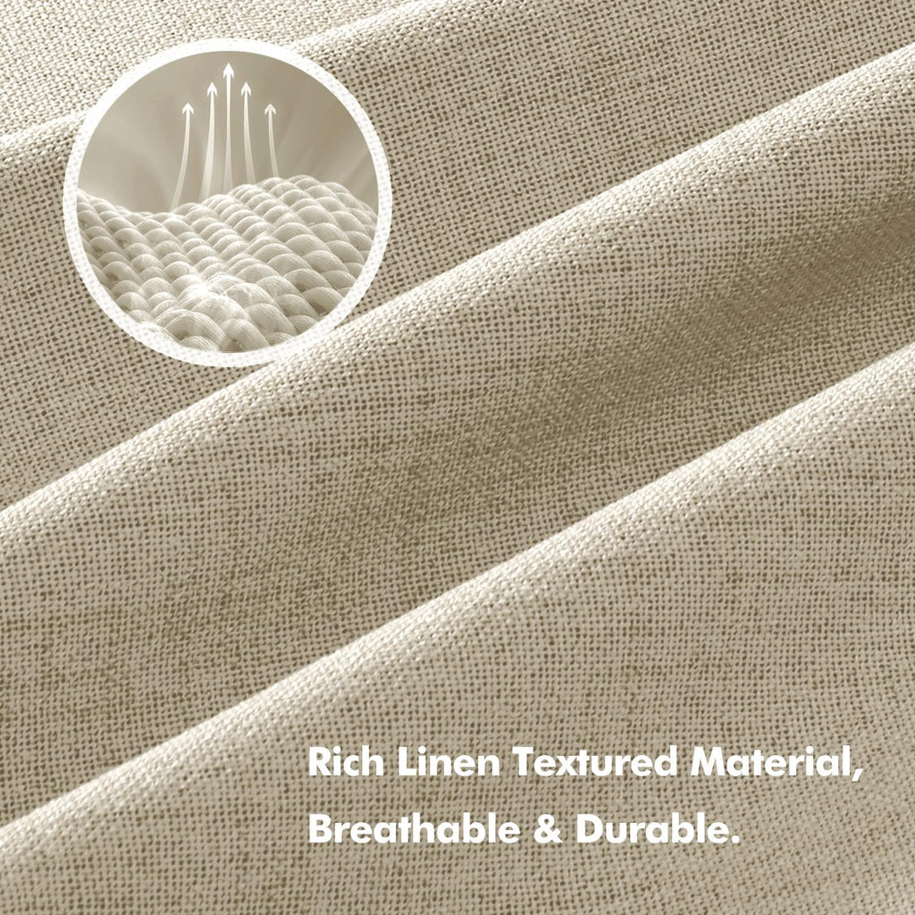 Miulee 100% Blackout Linen Curtains for Bedroom, Cobblestone Solid Luxury Decor Thermal Insulation Room Darkening Drapes for Living Room Nu…