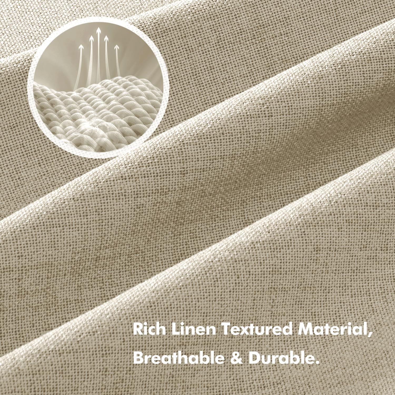 Miulee 100% Blackout Linen Curtains for Bedroom, Cobblestone Solid Luxury Decor Thermal Insulation Room Darkening Drapes for Living Room Nu…