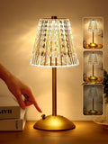 Crystal Cordless Lamp, Dimmable+3 Colors Rechargeable Lamp, Touch+2000mAh Battery Operated Vintage Ambient Light for…