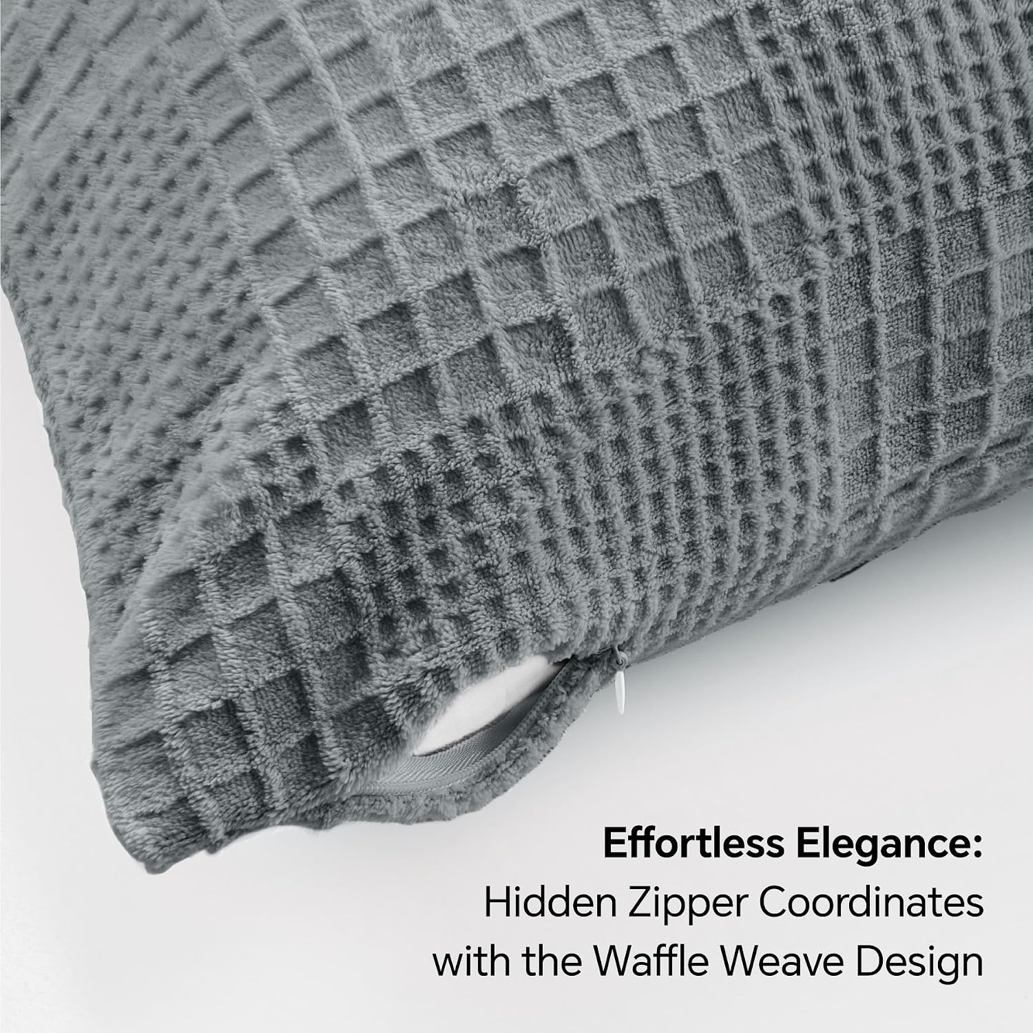 Bedelite Flannel Pillow Cases Queen Size Set of 2, Decorative Waffle Weave Fleece Pillowcasess with Zipper for Bedroom, Sofa, Luxury Cozy P…