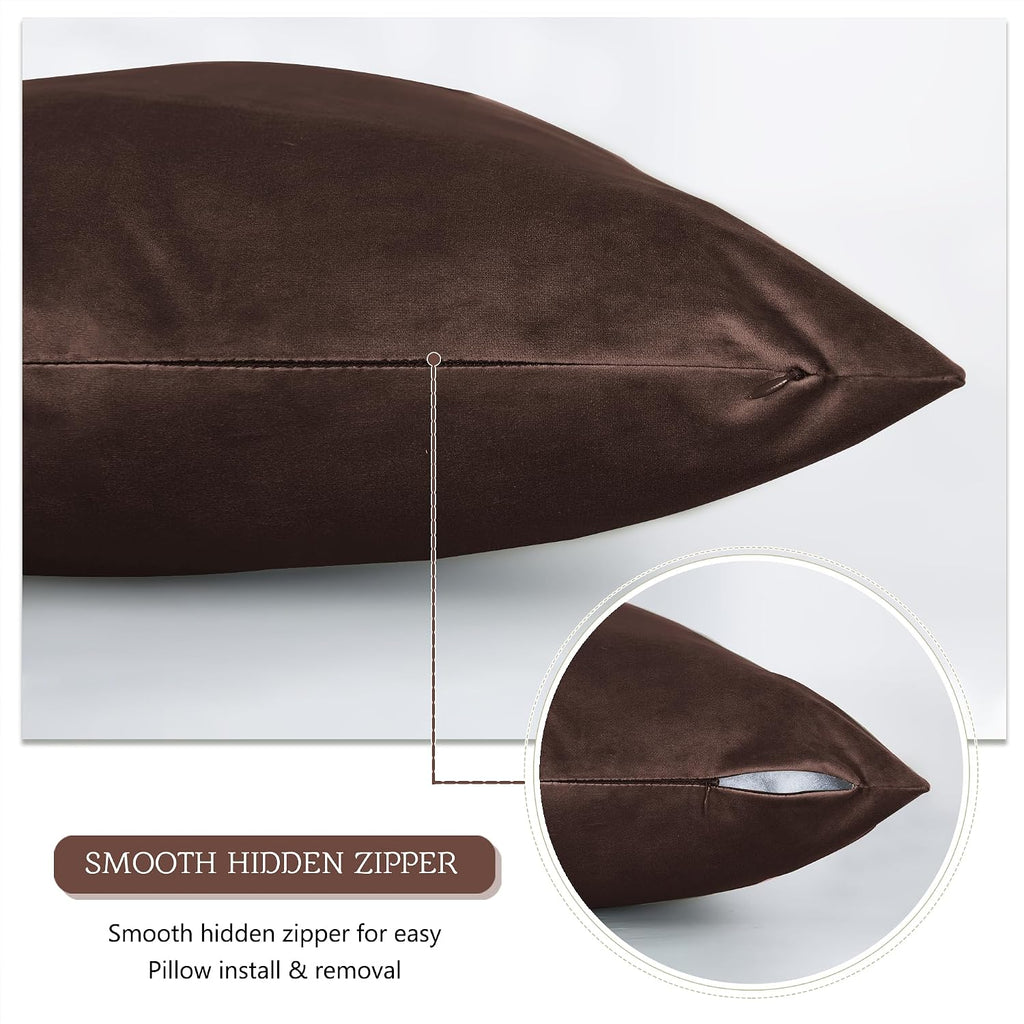 StangH Brown Velvet Body Pillow Cover 20x54 Inches, Super Soft Cozy Luxury Fuzzy Flannel Long Pillowcase with Zipper, Decorative Pillow Cas…