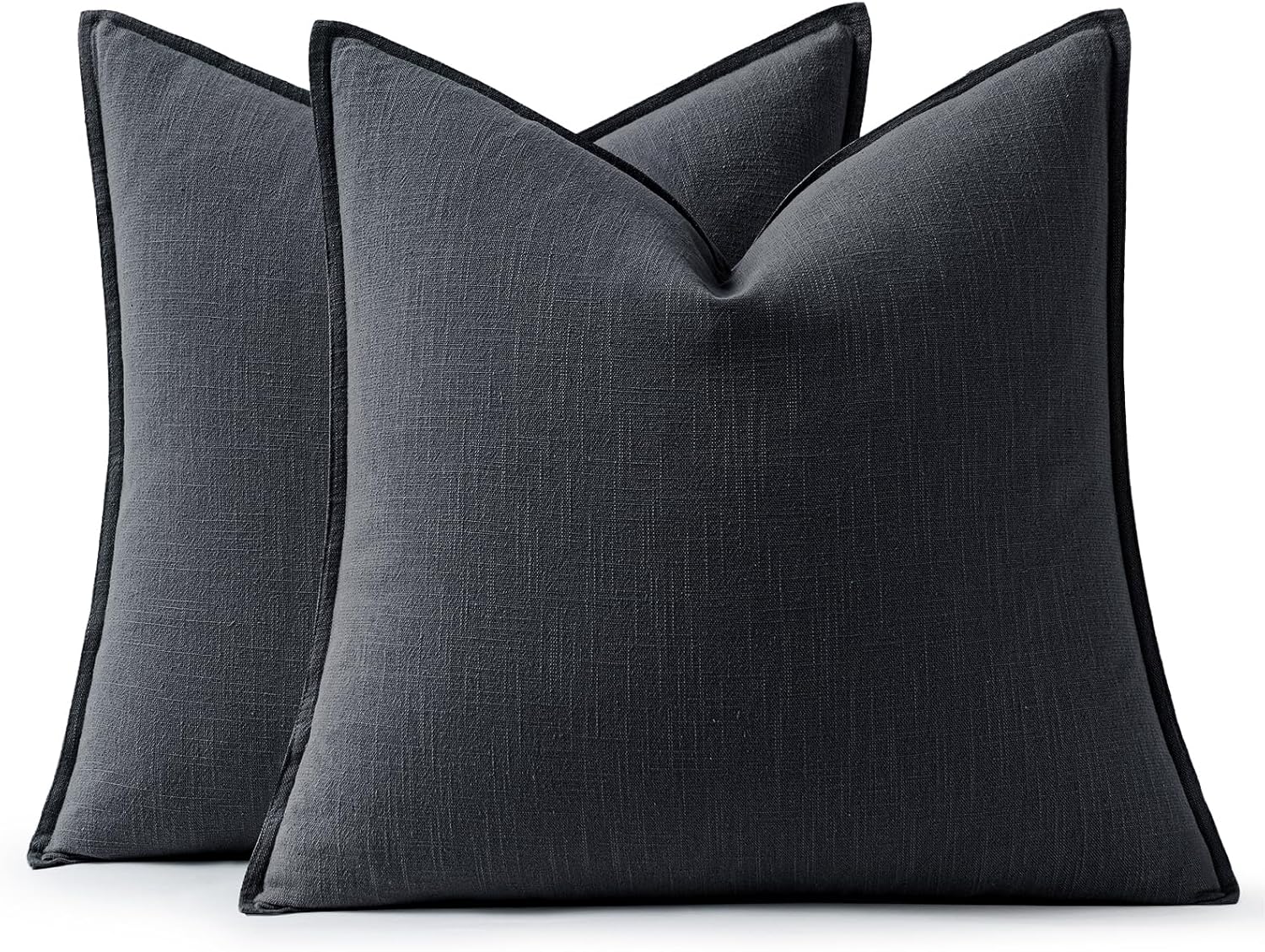 Anroduo Pack of 2 Decorative Linen Pillow Covers Dark Gray Neutral Farmhouse Boho Soild Cushion Case Soft Accent Pillowcase for Couch Sofa…