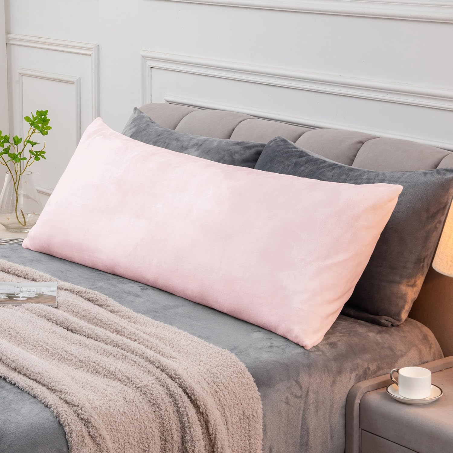 Bedelite Body Pillow Cover with Zipper Closure, Super Soft and Cozy Fuzzy Fleece Pillowcase 20 x 54 Inches, Luxury Fluffy Plush Long Body P…