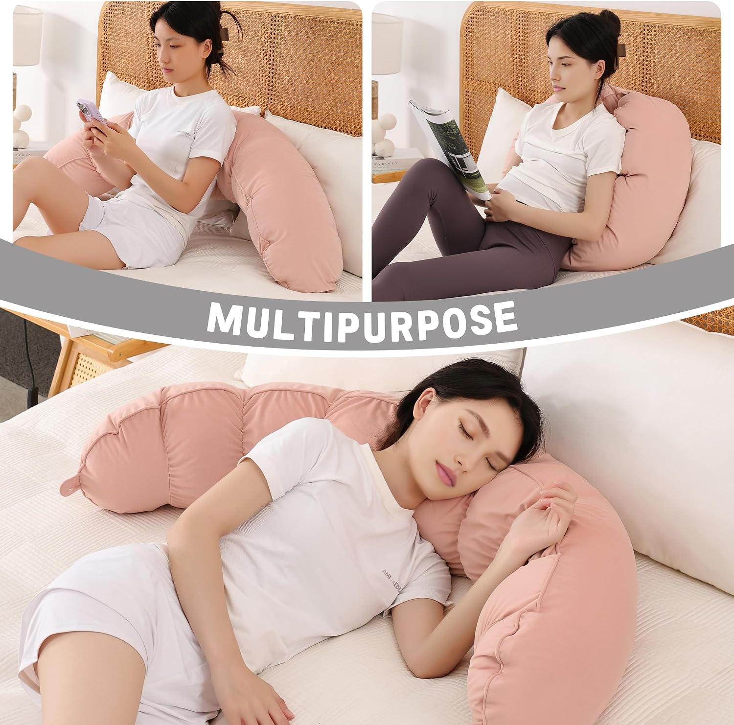 Peallow(Pat. Pend) – Long Round Body Pillow for Adults, Bolster Pillow for Sleeping, Soft and Supportive Pillow for Sleeping & Lumbar…