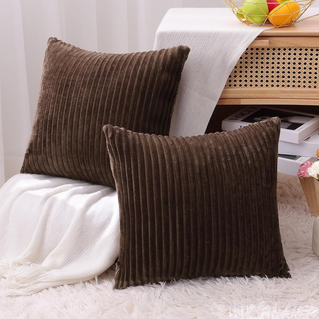 SimmoreHomeDecor Simmore Decorative Throw Pillow Covers 22x22 Set of 2, Soft Natural Plush Flannel Double-Sided Fluffy Couch Euro Sham Pill…