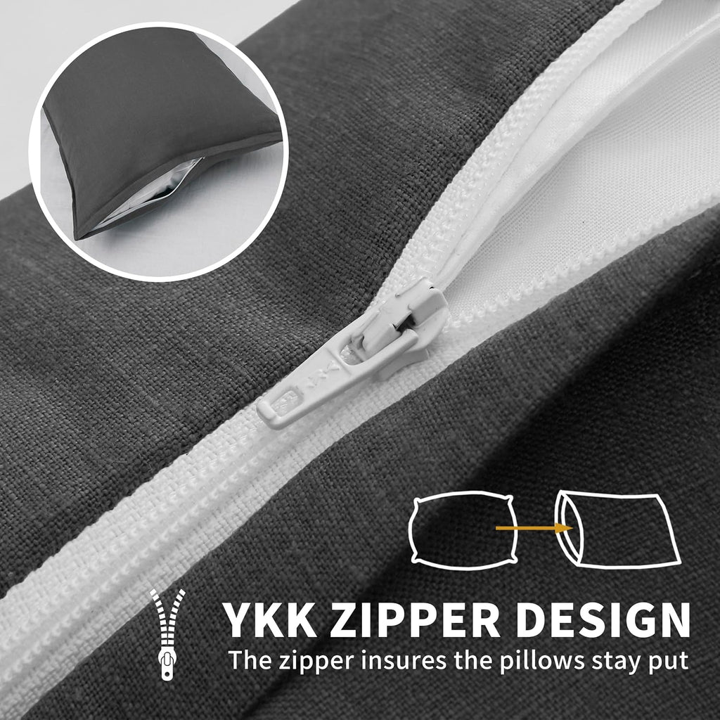 Chuffed Linen Pillow Cases 2 Pack 100% Linen King Size Pillowcases, Breathable and Cooling Washed Pillow Shams with Zipper Closure, 20x36 I…