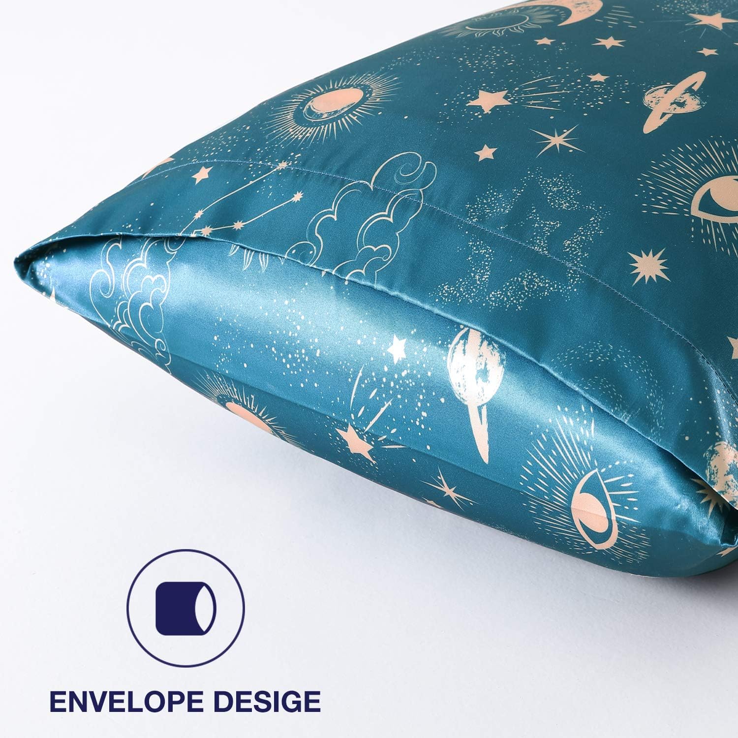 EXQ Home Satin Pillowcase for Hair and Skin, Pillow Cases King Size Pillow Case Set of 2 Satin Pillow Covers with Envelope Closure Sun…