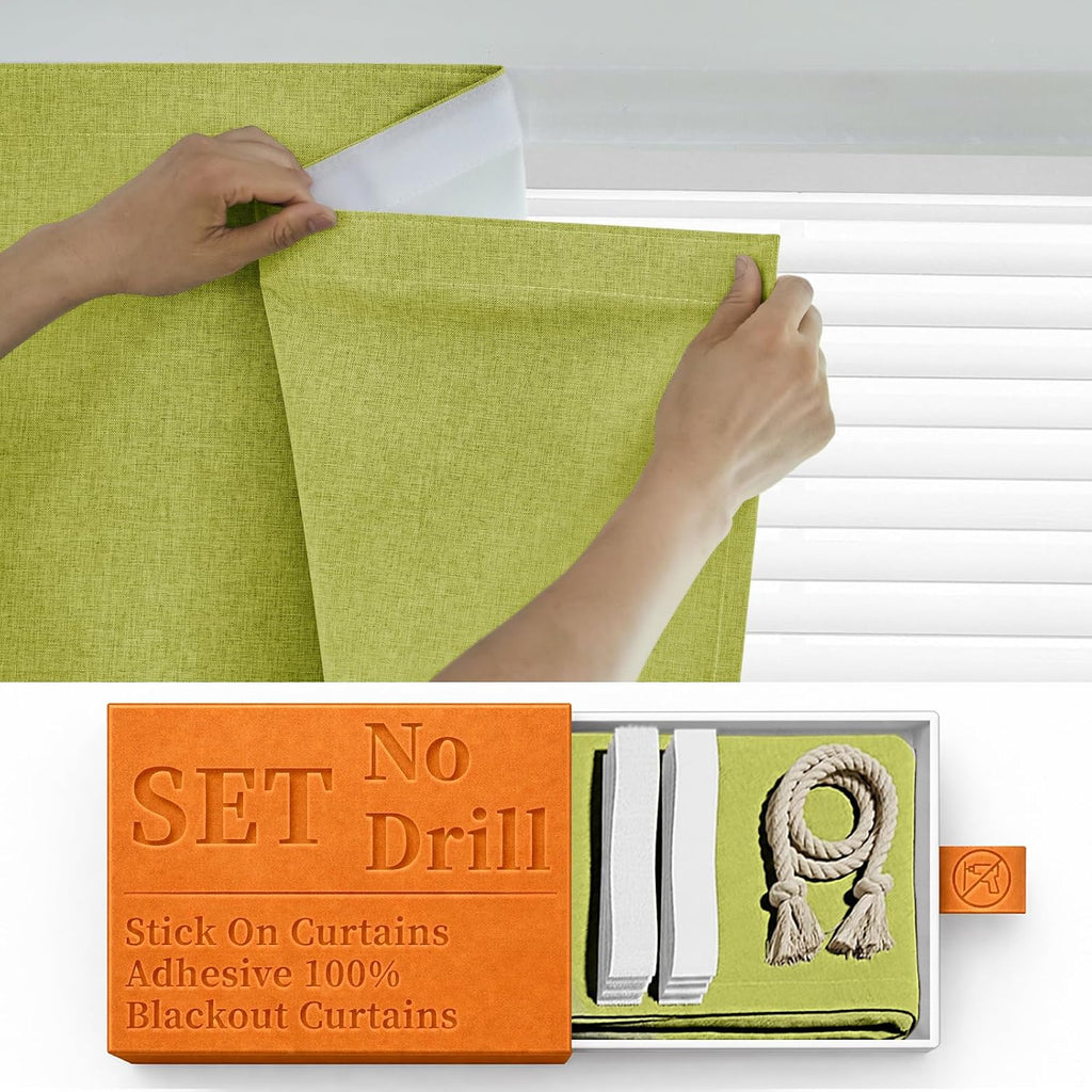 100% Blackout Self Adhesive Portable Curtains for Bedroom Easy to Install Window Thermal Lnsulated Kitchen Room Darkening Small Window…
