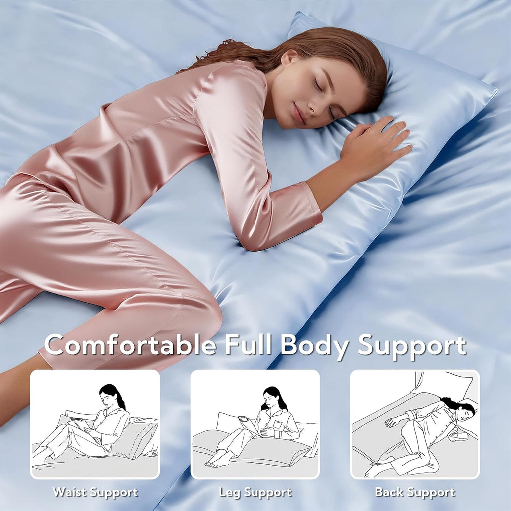 MR&HM Satin Body Pillow Cover, Soft and Breathable Body Pillow Case with Envelope Closure, Cooling and Silky Long Pillowcase for Hair and…
