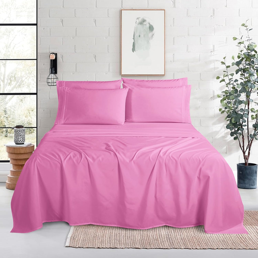 MocassiLuxuryBedding Mocassi Luxury 6-Piece Sheet Set, Ultra Soft 1800 Hotel Quality Microfiber Sheet Set, Fits Mattresses Up to 18 to 24 I…