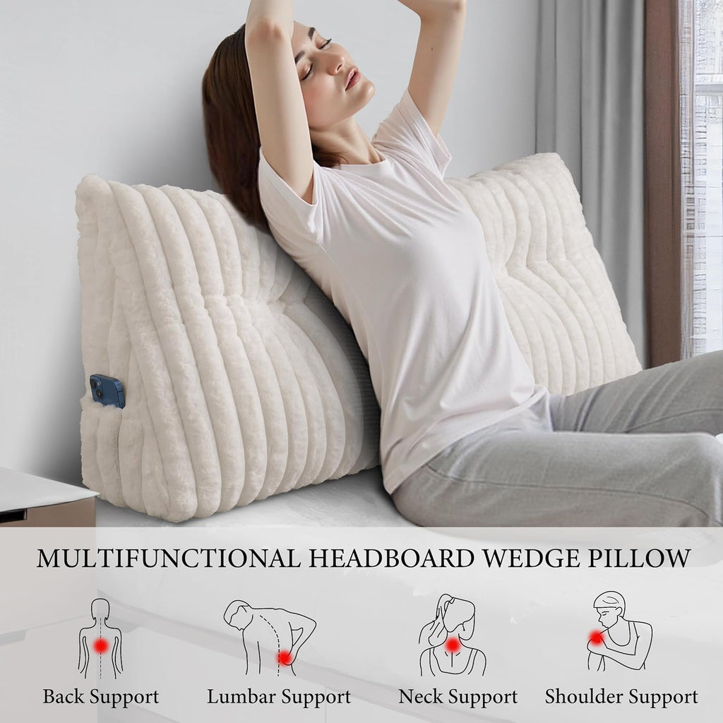 Headboard Pillow Queen, Triangular Wedge Pillow Headboard Queen, Cushion Headboards Reading Pillows, Backrest Pillows for Sitting in Bed…