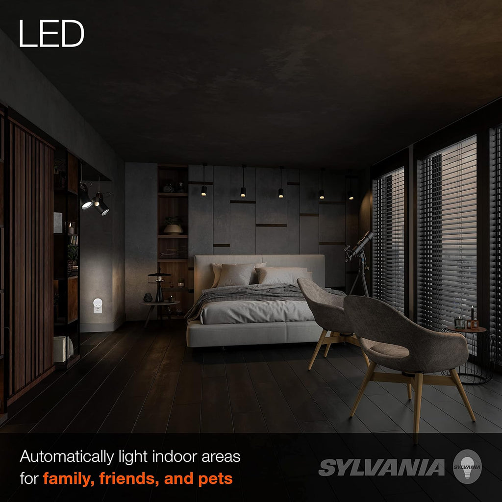 LEDVANCE Sylvania LED Night Light with Dual USB Ports, 22 Year, Dusk to Dawn, Frosted Finish, 3000K, Warm White - (Pack of 1)(65005)
