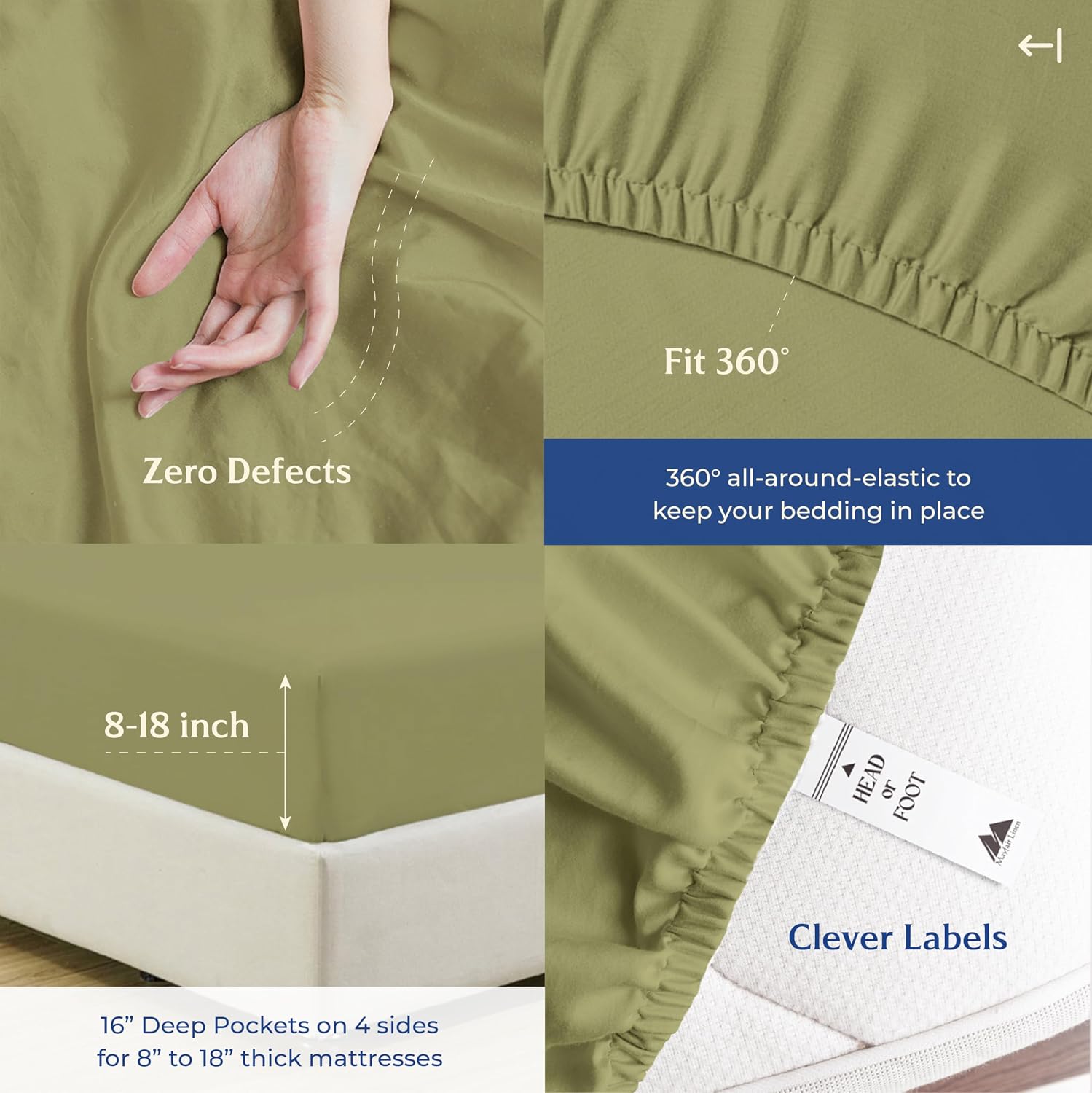 Mayfair Linen 100% Organic Cotton Sheets King Size - 4 PC Organic Cotton King Percale Weave Sheet Set, Soft, Cooling, Crisp & Breathable…