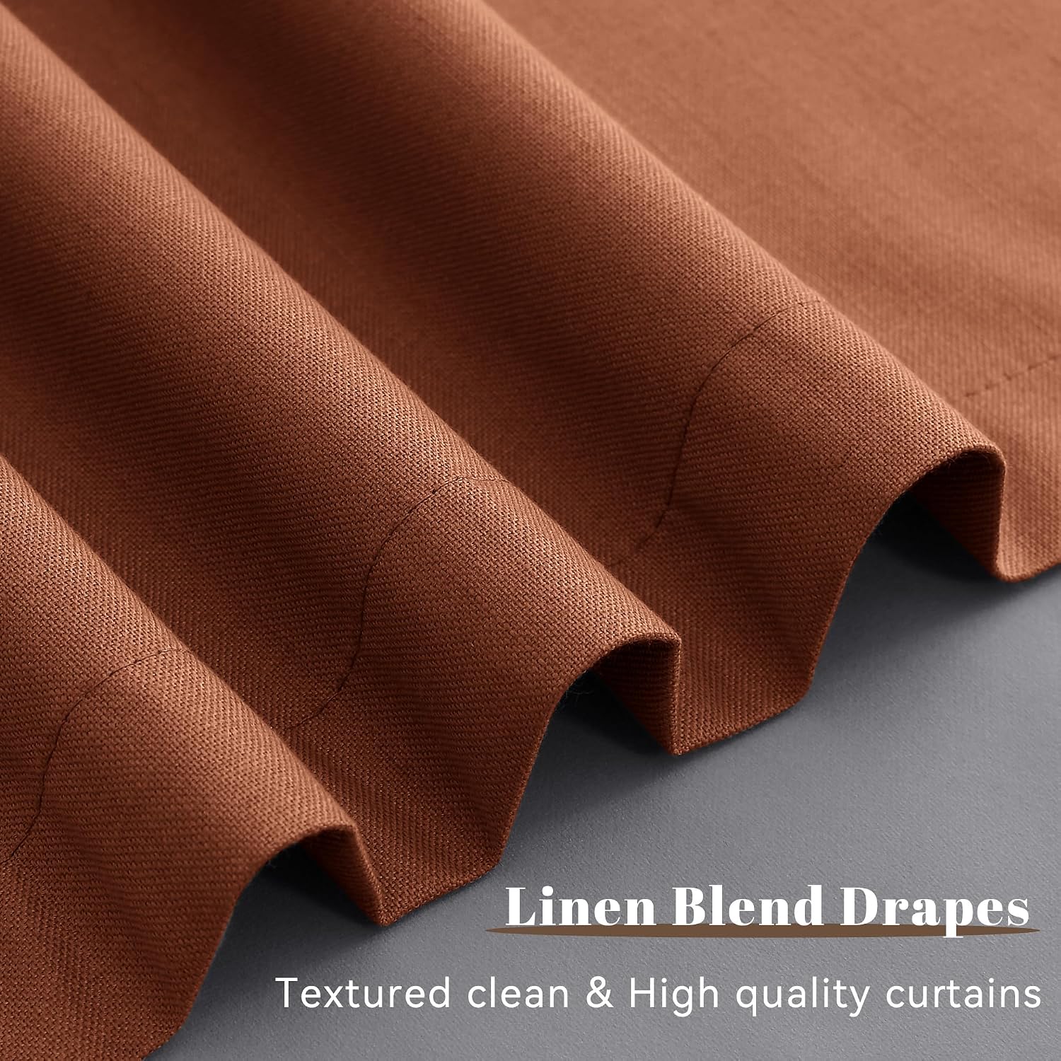 Guken Terracotta Linen 100% Blackout Curtains 102 Inch Long for Bedroom 2 Panels Set Black Out Room Darkening Thermal Insulated Soundproof…