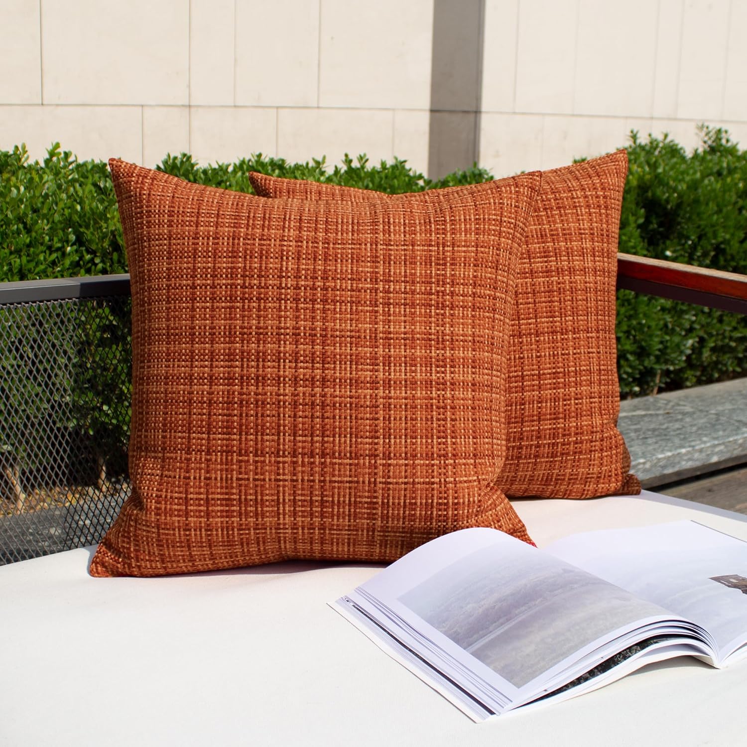Kevin Textile Fall Pack of 2 Decorative Outdoor Waterproof Pillow Covers Garden Cushion Sham Throw Pillowcase Shell for Patio Tent Couch…