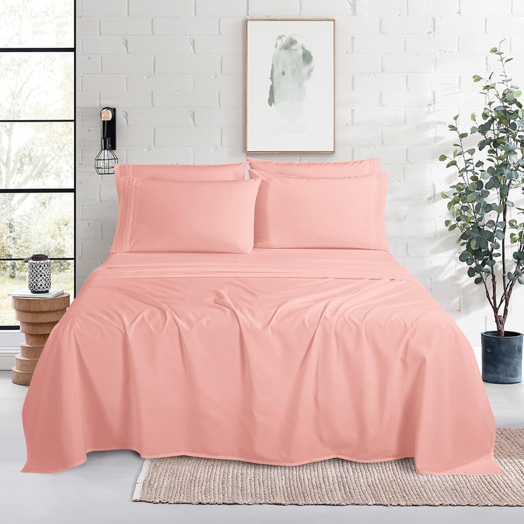 MocassiLuxuryBedding Mocassi Luxury 6-Piece Sheet Set, Ultra Soft 1800 Hotel Quality Microfiber Sheet Set, Fits Mattresses Up to 18 to 24 I…