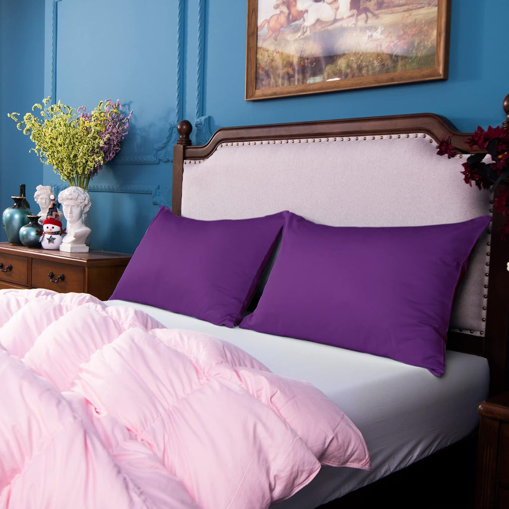 NTBAY Egyptian Cotton Queen Pillowcases - Set of 2, 500 Thread Count Cotton Pillowcases - Soft and Breathable Envelope Closure Pillow…