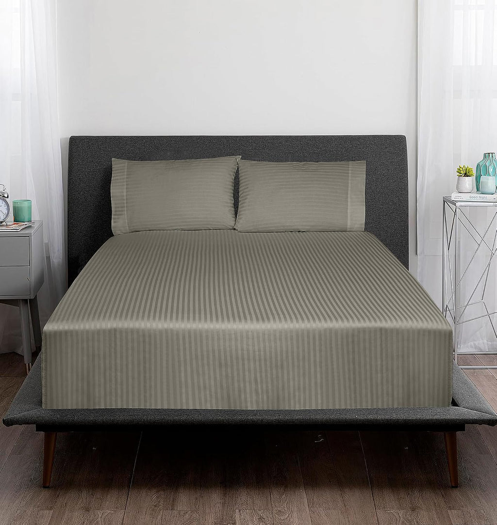 Royalelinens ROYALE LINENS 300 Thread Count 100% Long Staple Combed Cotton Striped Sheet Set - 3 Piece Twin Bed Sheets - 1 Fitted, 1 Flat &…