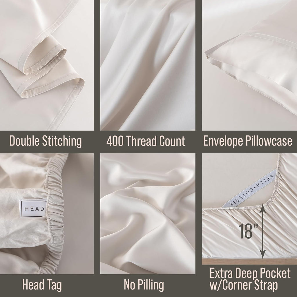Bella Coterie Luxury Bamboo Viscose Twin XL Size Sheet Set | 100% Organically Grown | Ultra Soft | Cooling for Hot Sleepers | 18" Deep…