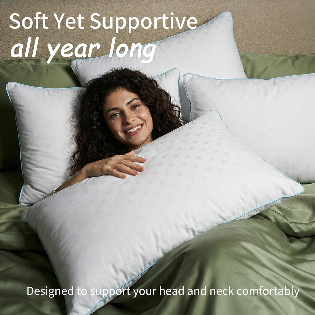 Pillows Queen Size Set of 2 – Queen Bed Pillows for Sleeping, Down Alternative Pillows, Supportive Comfort, Hotel Style, Machine…