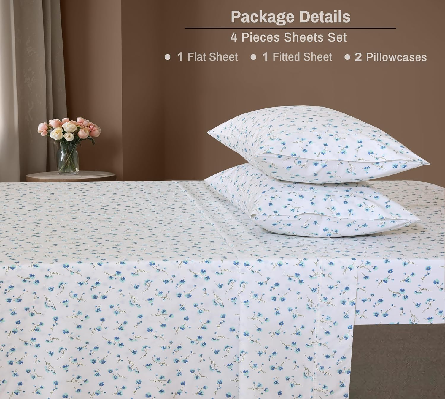 Zoyer 100% Cotton Sheets – Full Size Percale Bedding, Cooling & Breathable, Durable with a Crisp, Soft & Comfortable Feel, 16" Deep Pocket,…