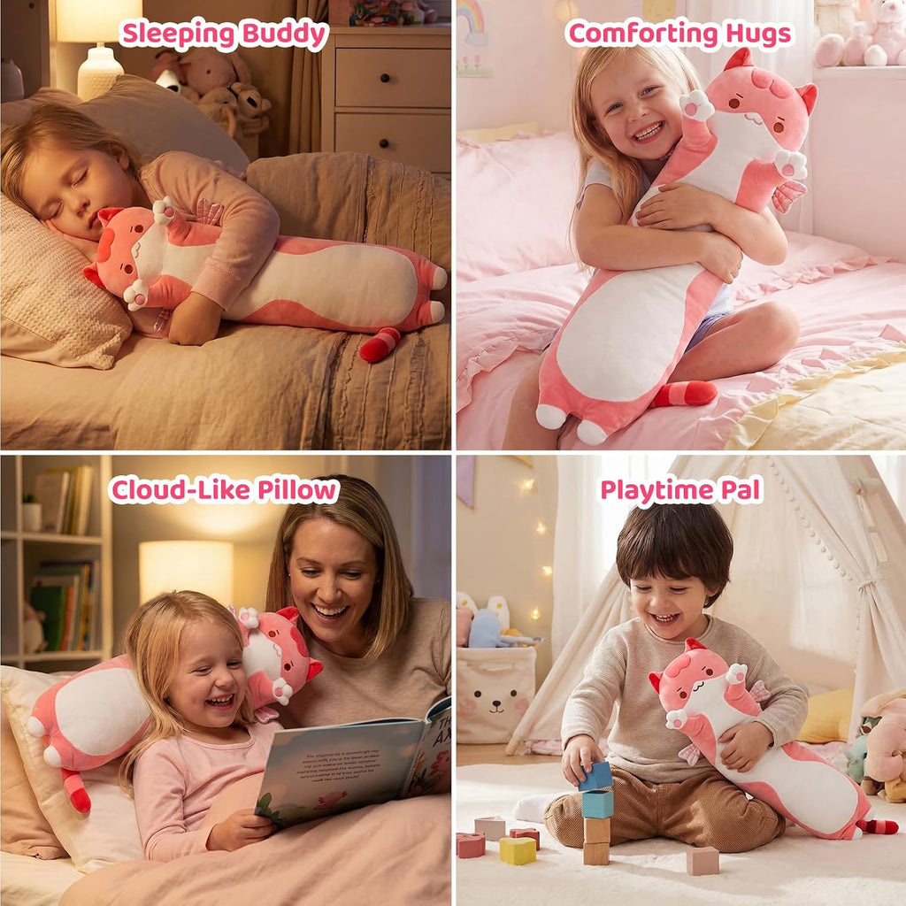 Mewaii Long Cat Plush 5 Sizes, 120% Extra Filling Giant Plushness Kids Body Pillow, Kawaii Cute Pink Cat Stuffed Animals Plushies, Big…