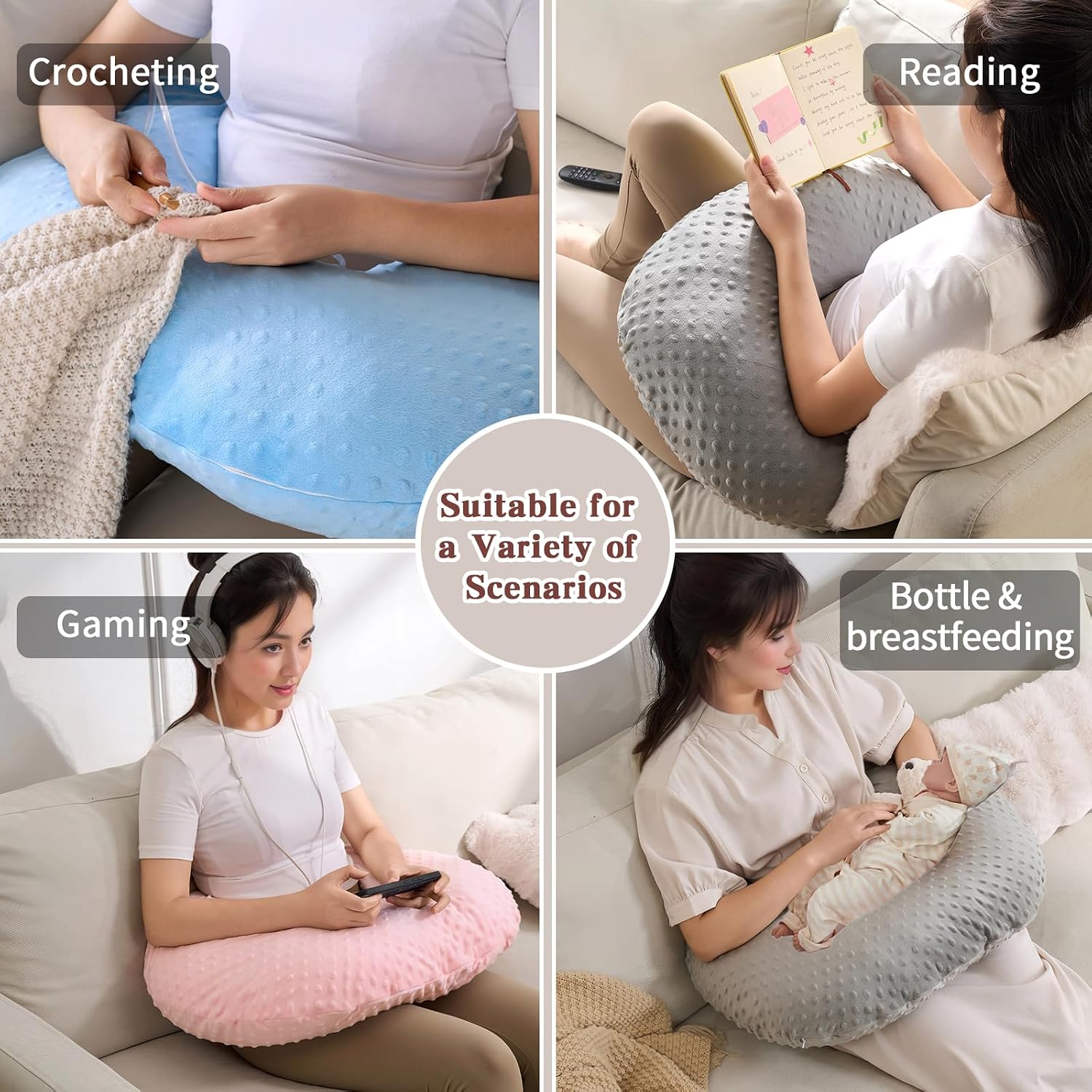 Reading Pillow for Gaming Reading Crochet, U Shaped Arm Support Pillow with Removable Cover Reducing Arching Neck for Adult Reading and…