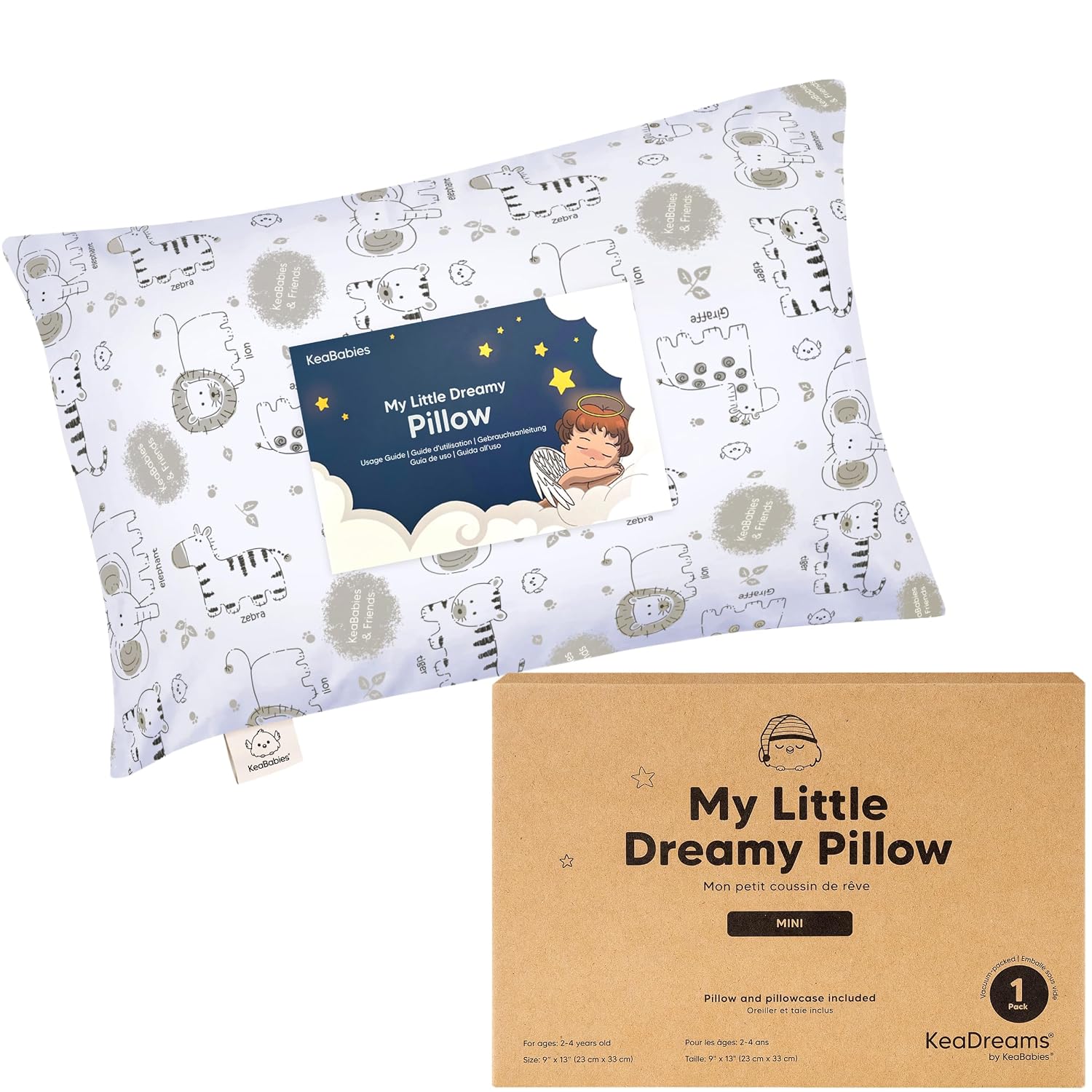 Mini Toddler Pillow with Pillowcase - 9x13 My Little Dreamy Travel Kids Pillow for Sleeping, Toddler Bed, Small, Tiny, Organic Cotton…