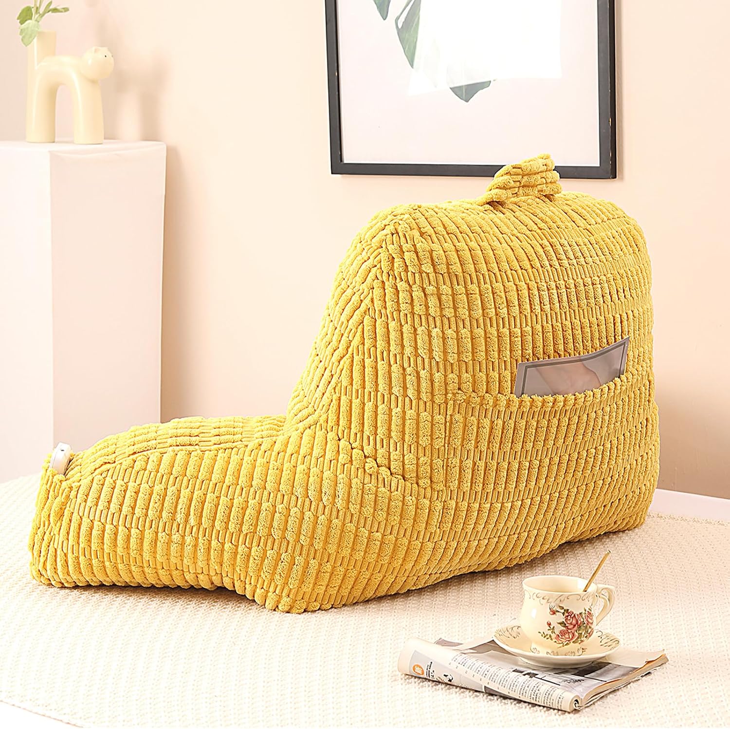 Pajeo Reading Pillow for Sitting in Bed with Arm Rests,100% 7D Fiber Filling Sitting Pillow for Back Support, Oeko-TEX Certified Backrest Pi…