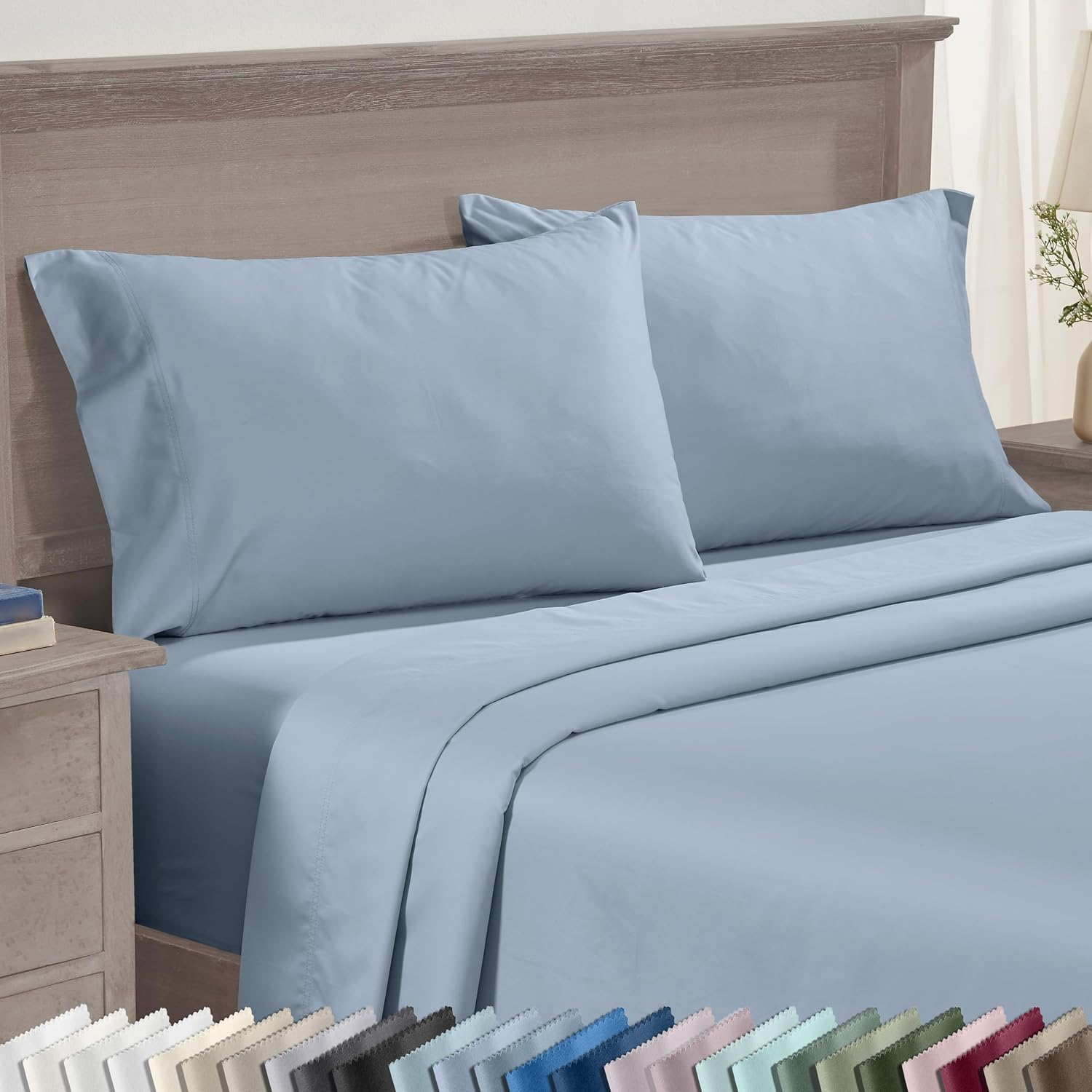 CaliforniaDesignDen Luxuriously Soft 600 Thread Count, 100% Cotton Set of 2 Cases, Crisp Pillowcases Standard Set of 2 Fits Standard & Quee…