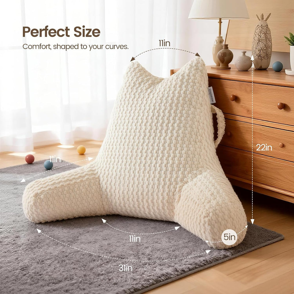 Yagamo Standard Reading Pillow for Bed Sitting Up, Backrest Pillow with Shredded Memory Foam Filling, Back Support Cushion, Bed Rest…