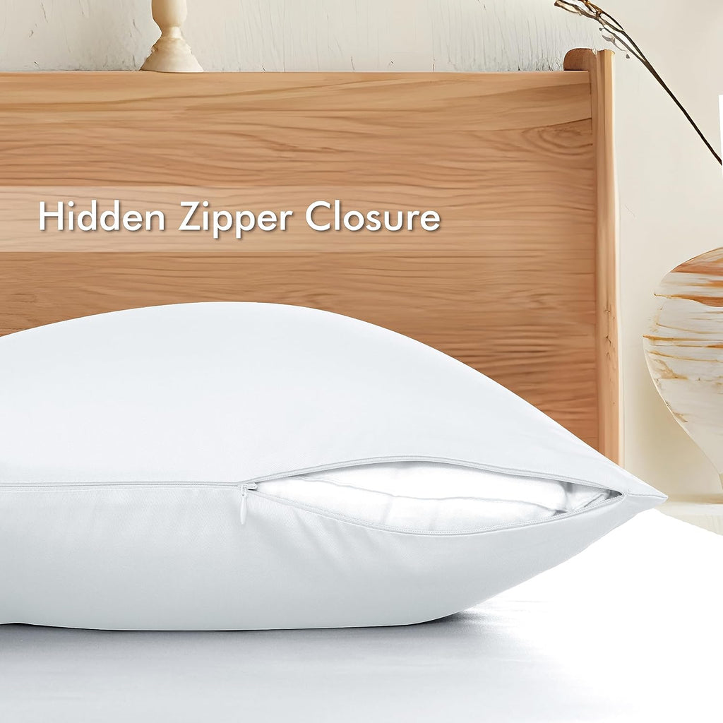 ShunjieHome Bamboo Viscose Pillow Protectors Queen Size Set of 2, 400 Thread Count Cooling Zippered Pillowcases for Hot Sleepers & Night Sw…