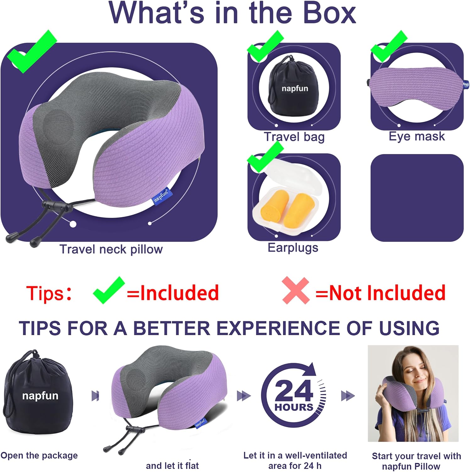 napfun Neck Pillow for Travel with Travel Pouch, Sleep Mask & Earplugs, Memory Foam Airplane Pillow for Headrest Sleep with Eyeshades…
