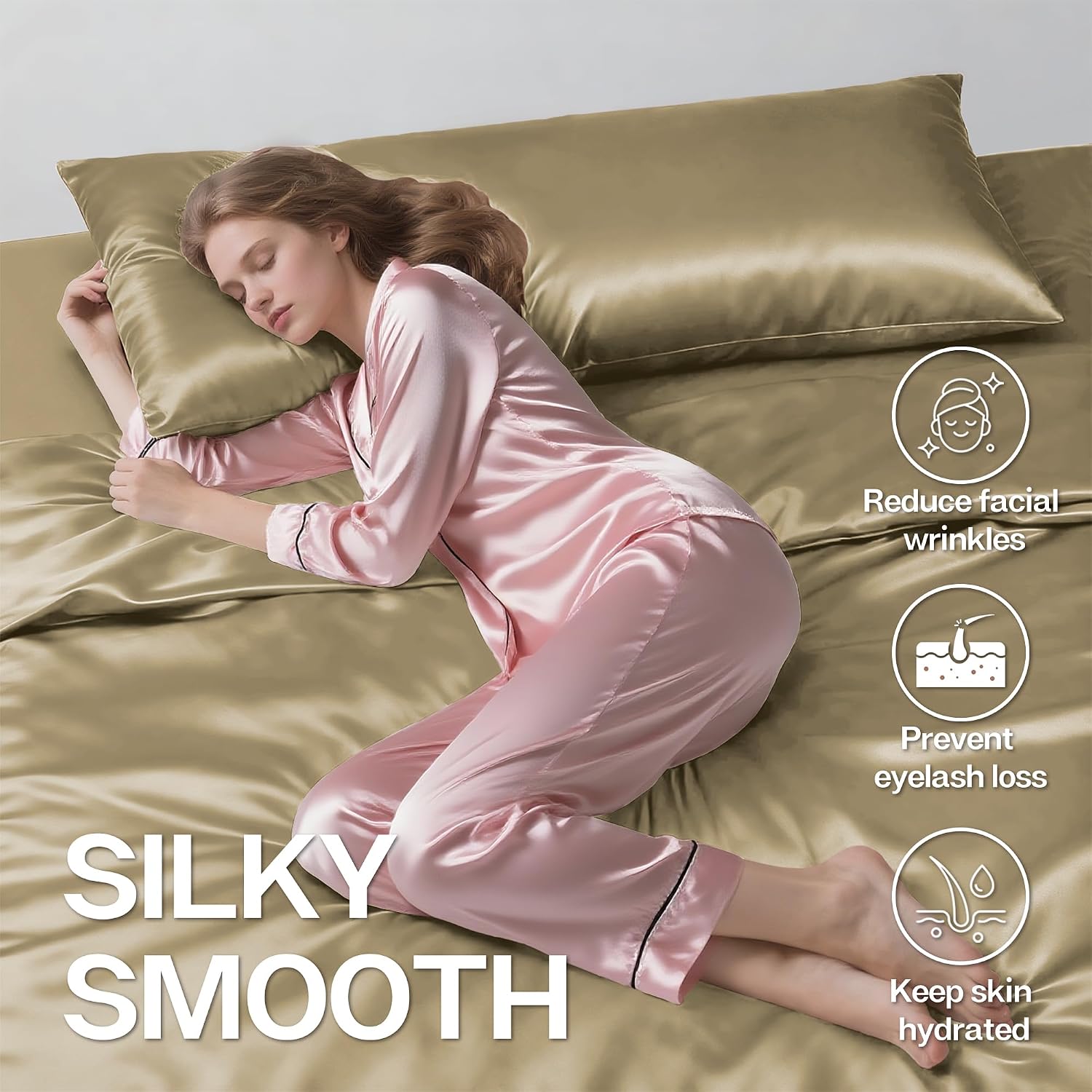 MR&HM Satin Body Pillow Cover, Soft and Breathable Body Pillow Case with Envelope Closure, Cooling and Silky Long Pillowcase for Hair and…