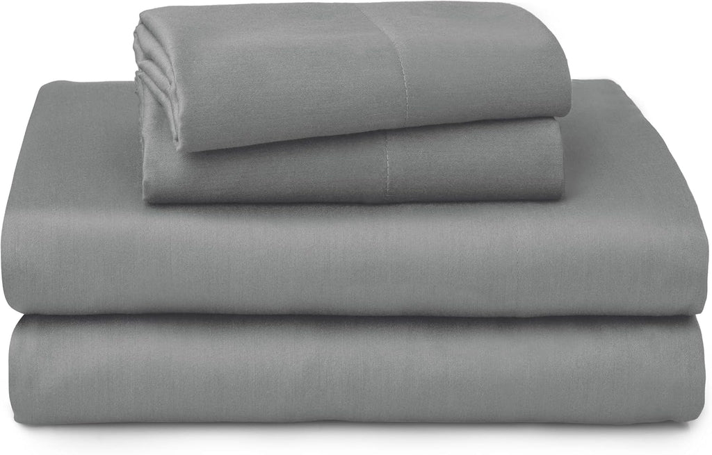 WelhomeByWelspun Welhome 100% Cotton Percale 4-Piece King Size Solid Bed Sheets Set, 1 Fitted, 1 Flat Sheet with 2 Pillowcases, Gray Cotton…