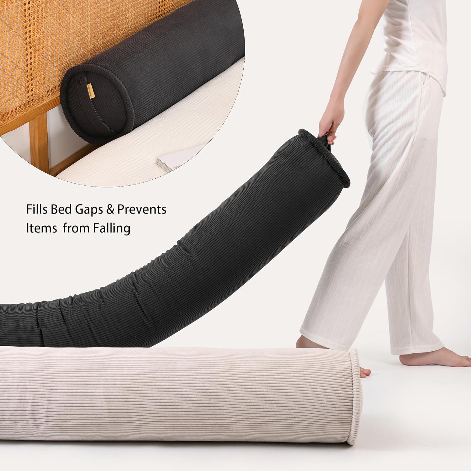 Cuddle Pillow – Corduroy Long Body Pillow for Adults, Cozy Bolster Pillow for Bed, Soft & Supportive for Relaxing Sleep,59 x 7.87…